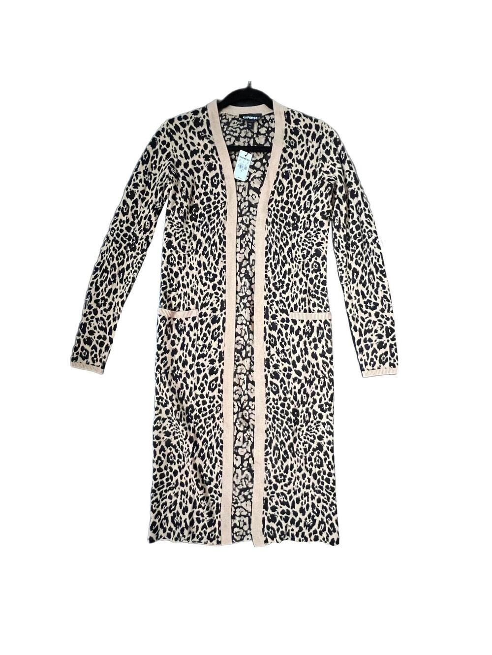 EXPRESS New Leopard Print Long Cardigan Sweater - XS